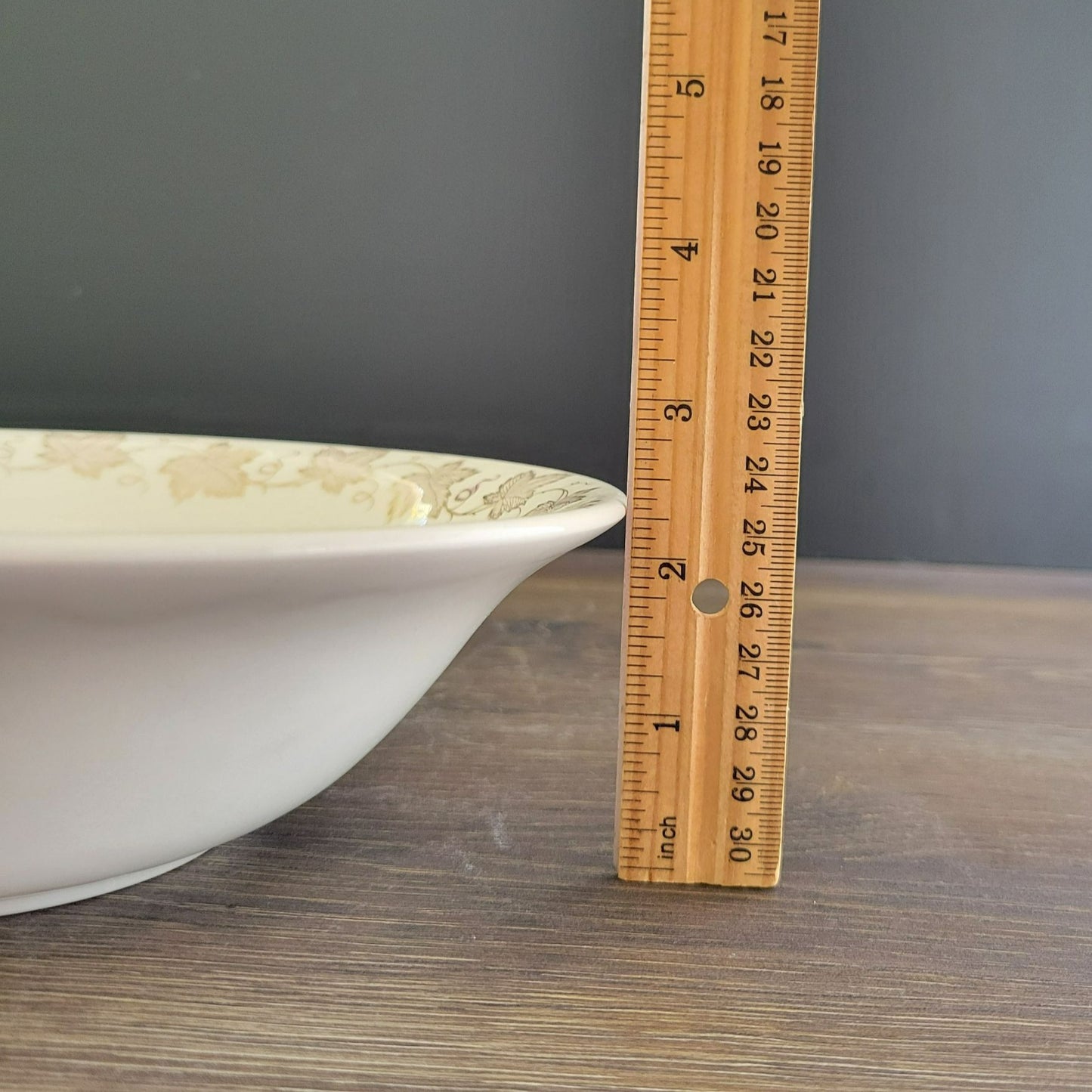 Edward Knowles Gold Leaf & Grape 8" Round Serving Bowl, USA Made