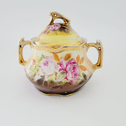 Rare Antique German Hand Painted Floral Creamer & Sugar Bowl, c.1904-1914 Oscar Schlegelmilch