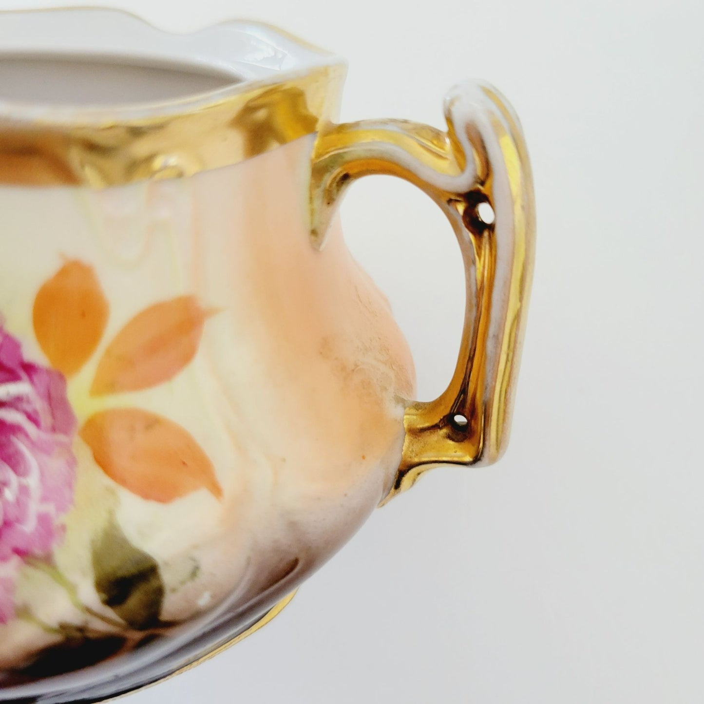 Rare Antique German Hand Painted Floral Creamer & Sugar Bowl, c.1904-1914 Oscar Schlegelmilch