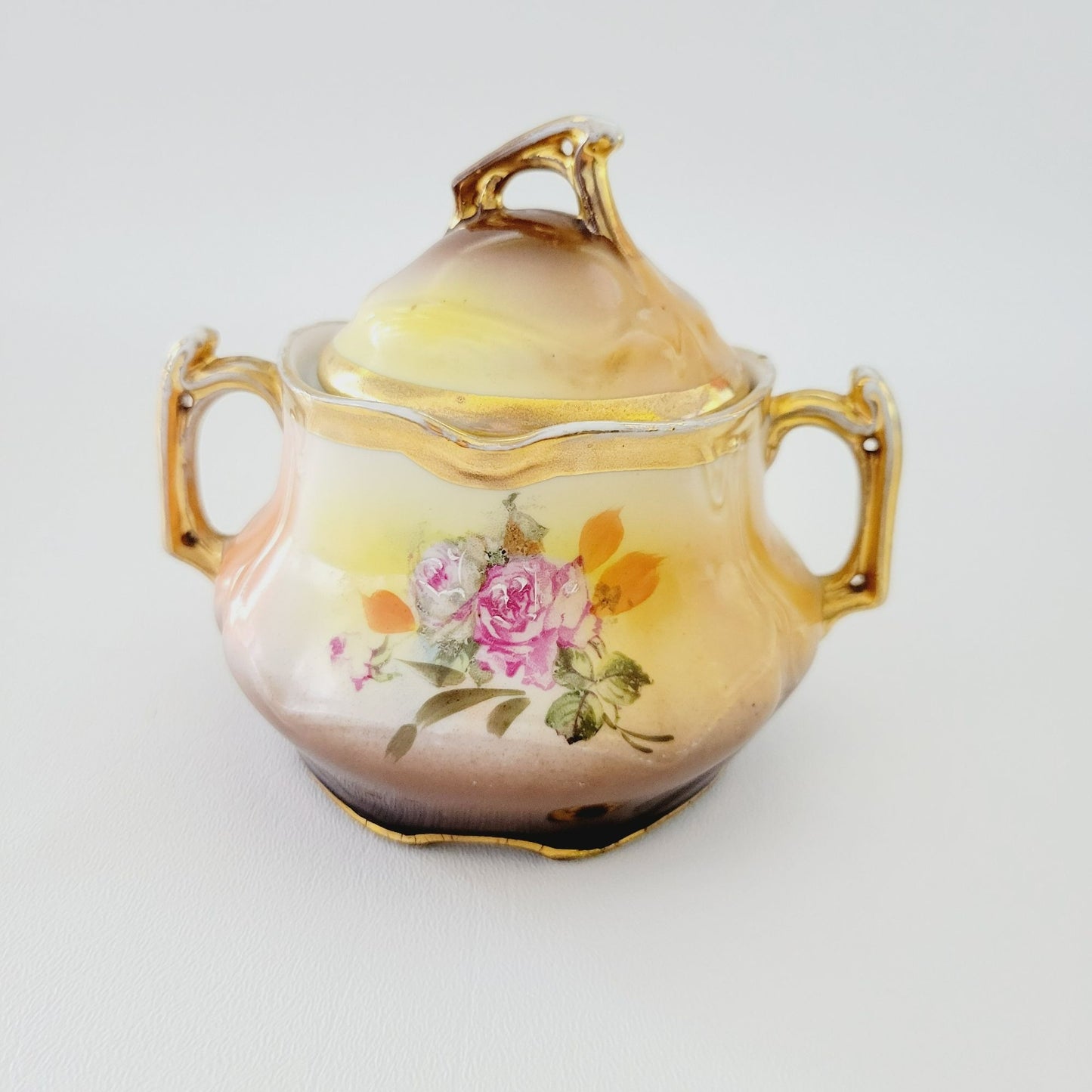 Rare Antique German Hand Painted Floral Creamer & Sugar Bowl, c.1904-1914 Oscar Schlegelmilch