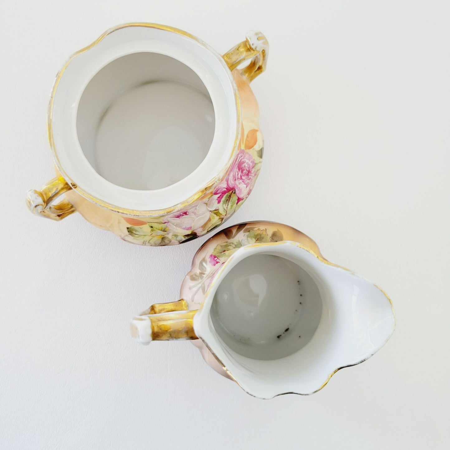 Rare Antique German Hand Painted Floral Creamer & Sugar Bowl, c.1904-1914 Oscar Schlegelmilch