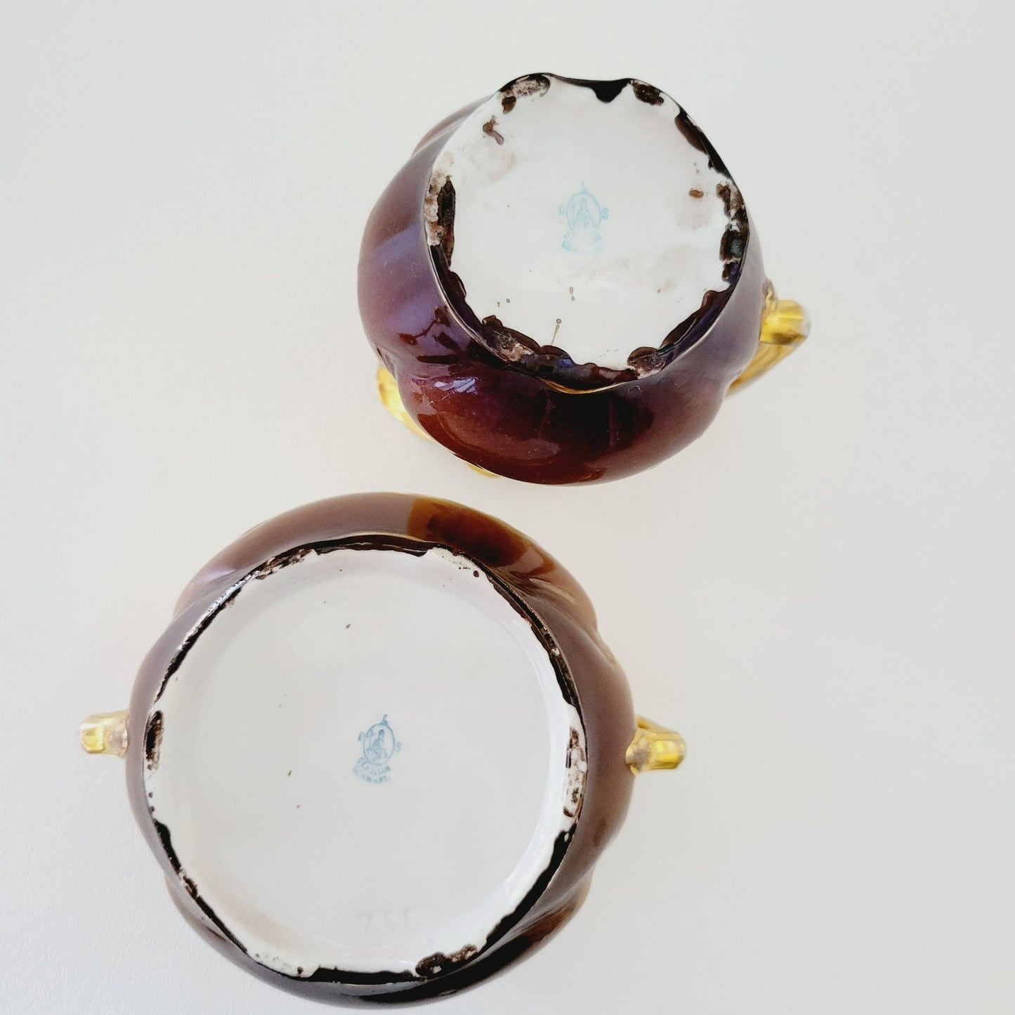 Rare Antique German Hand Painted Floral Creamer & Sugar Bowl, c.1904-1914 Oscar Schlegelmilch