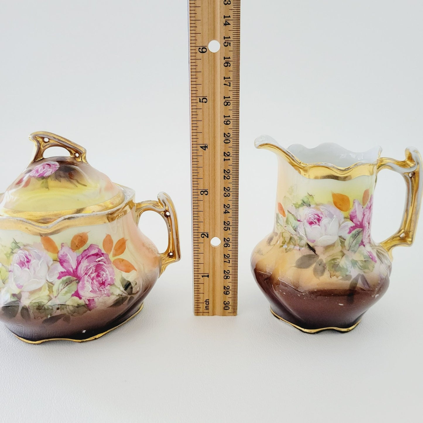 Rare Antique German Hand Painted Floral Creamer & Sugar Bowl, c.1904-1914 Oscar Schlegelmilch