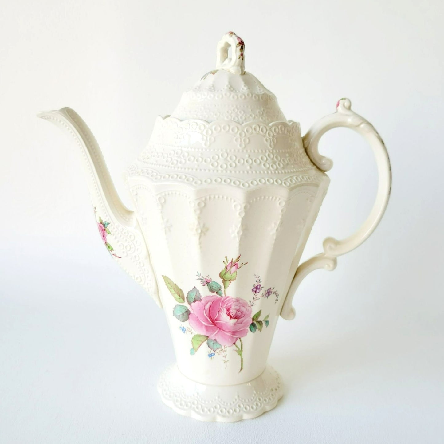 Spode's Jewel Billingsley Rose Coffee Pot, Made in England