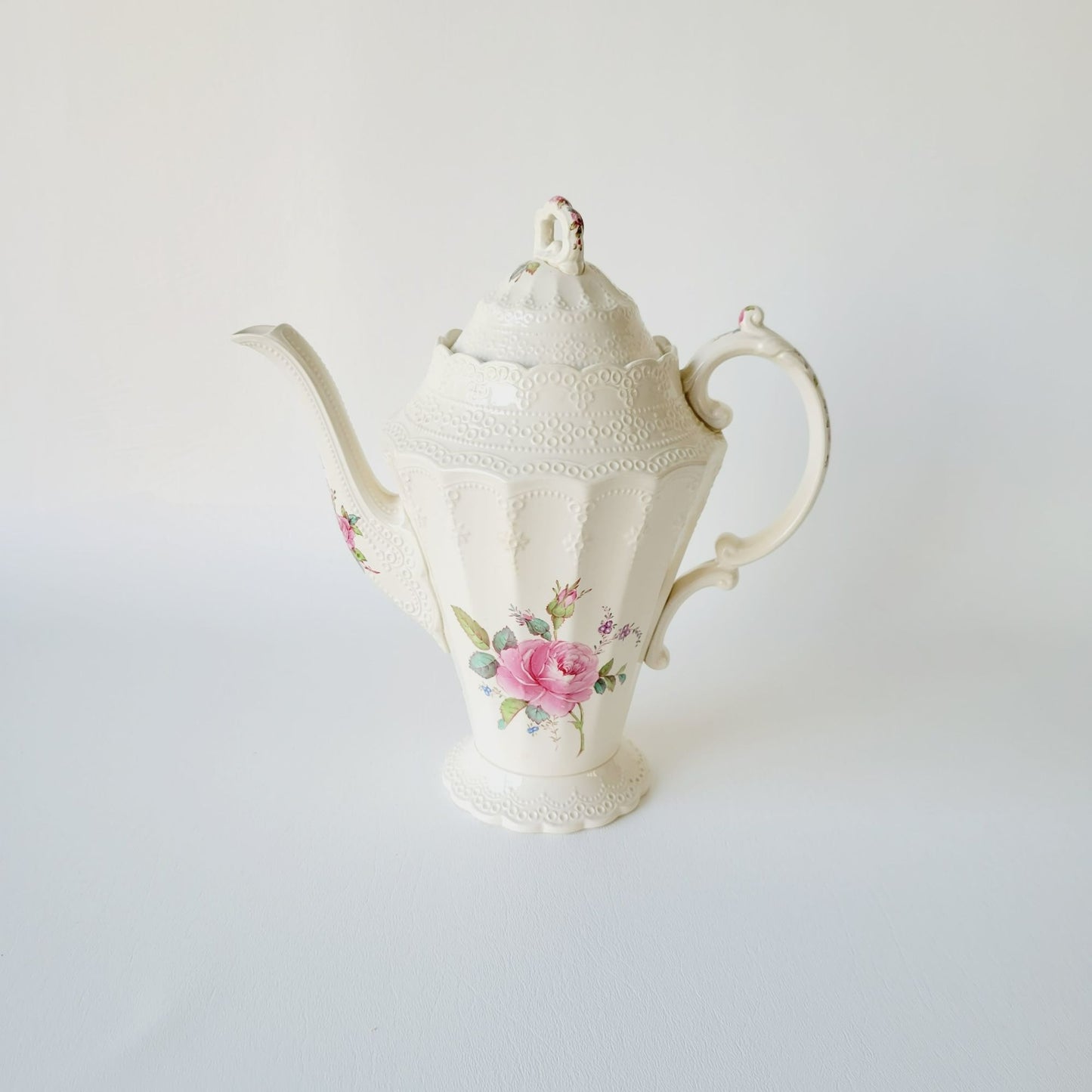 Spode's Jewel Billingsley Rose Coffee Pot, Made in England