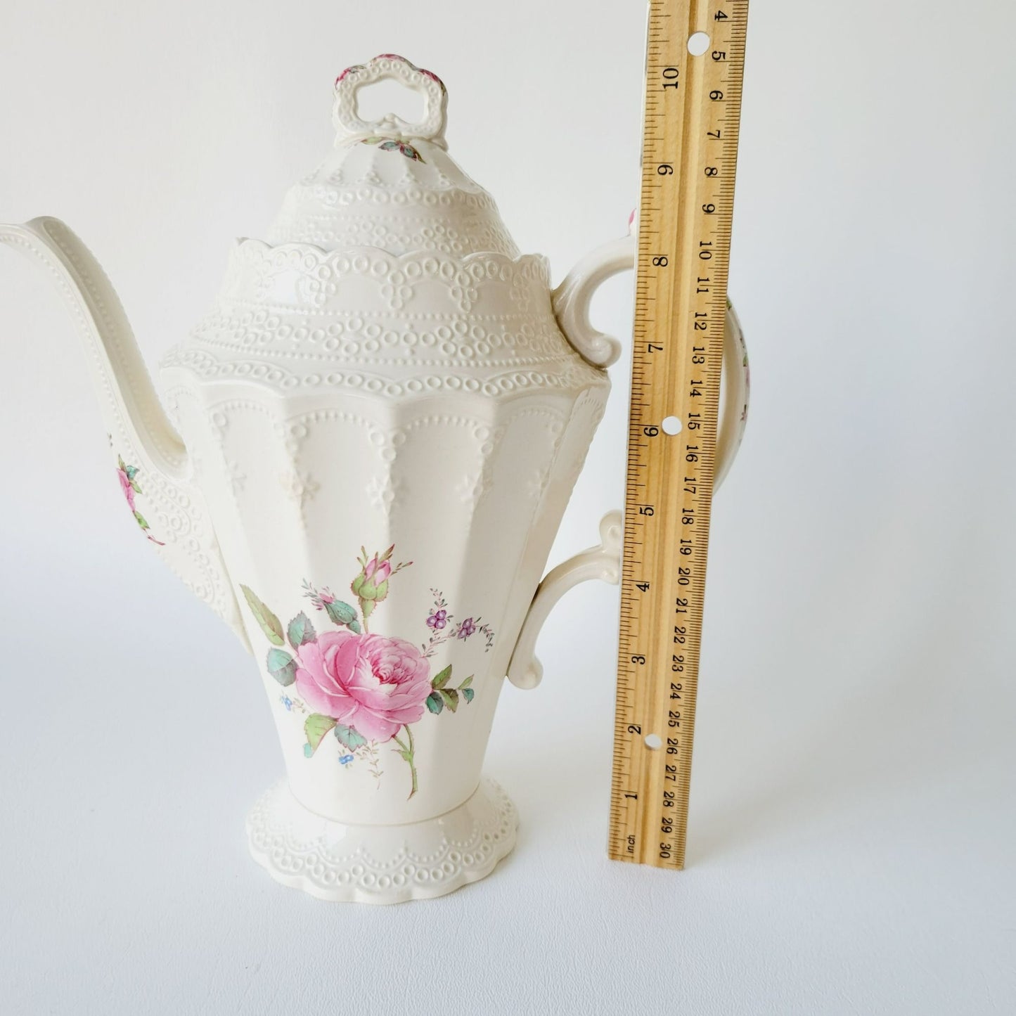 Spode's Jewel Billingsley Rose Coffee Pot, Made in England