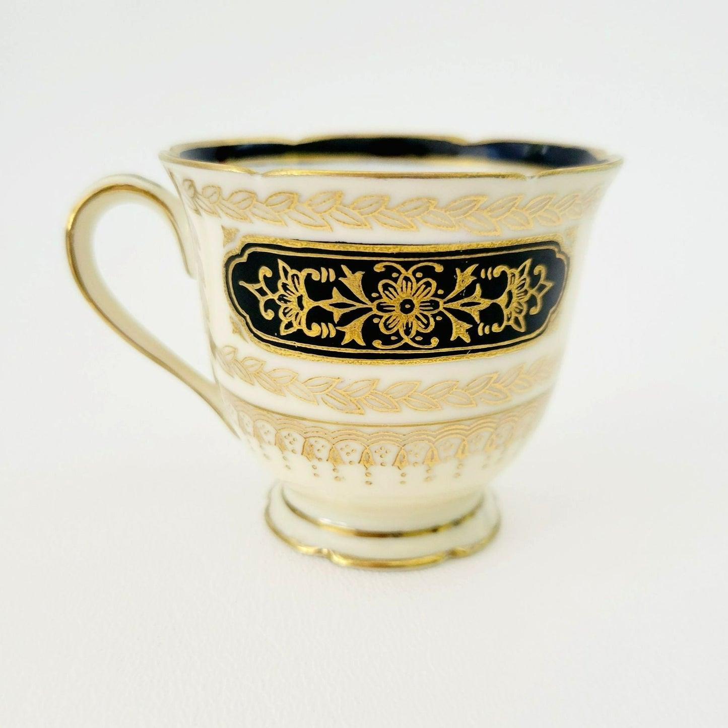 Noritake Art Nouveau Demitasse Cup & Saucer, 2 Sets, c1940s Japan