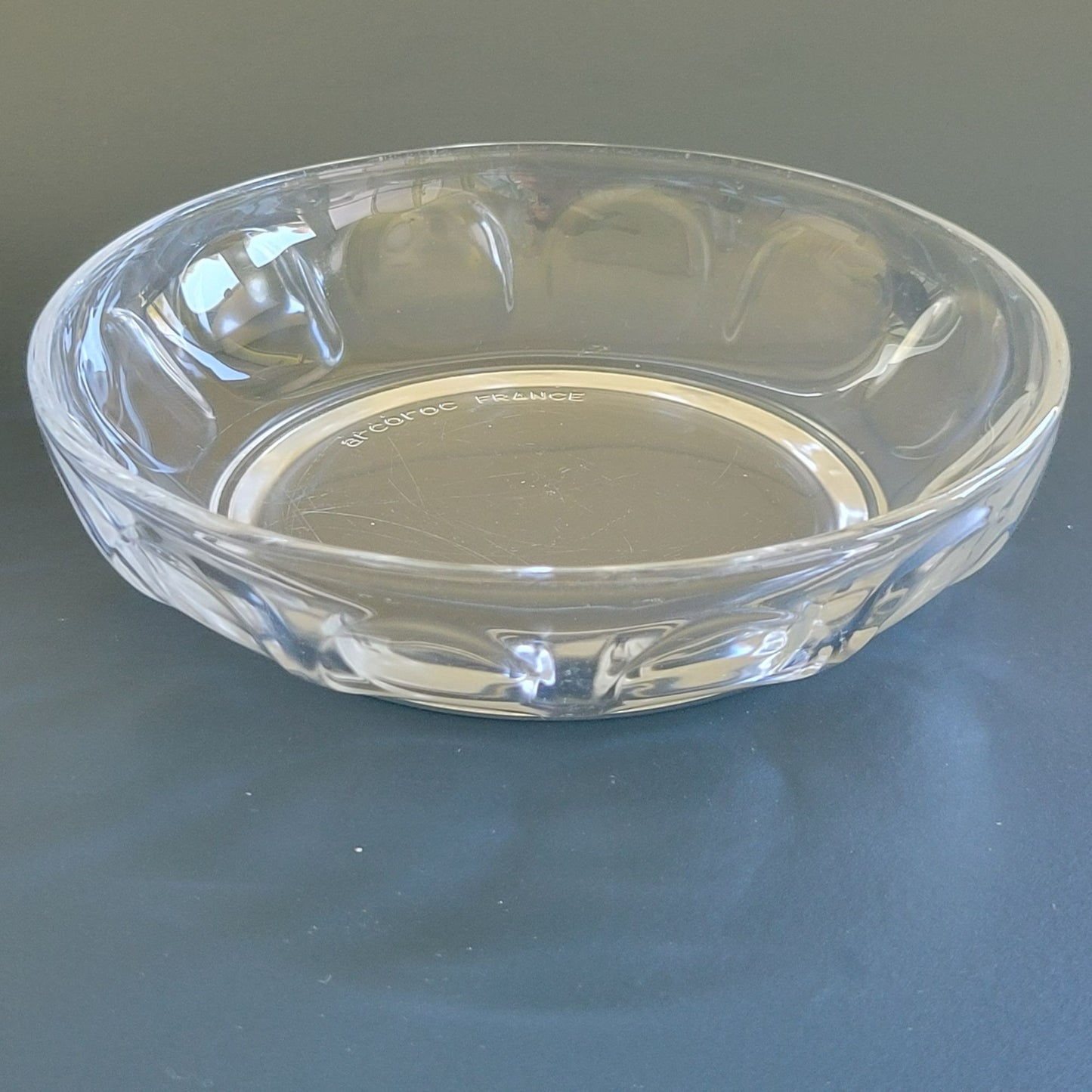 Vintage Arcoroc France Thumbprint Dessert Bowl Set of 4, Individual Small Shallow Salad Bowl Set, Durable Glass Replacement Dishes