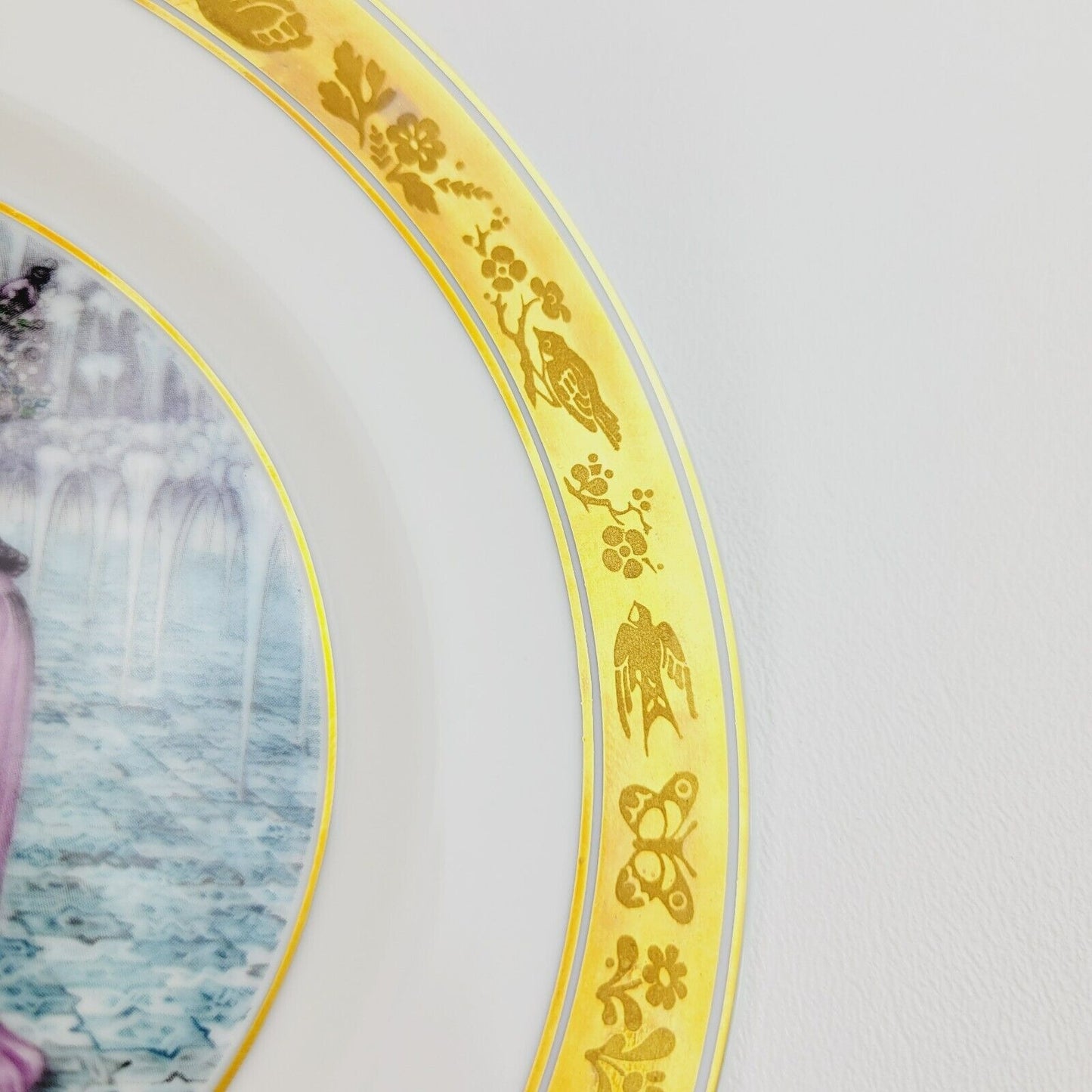 Royal Copenhagen The Snow Queen Hans Christian Andersen Fairy Tale Story Plate, Gold Trim with Etched Design, c.1975-76 Denmark
