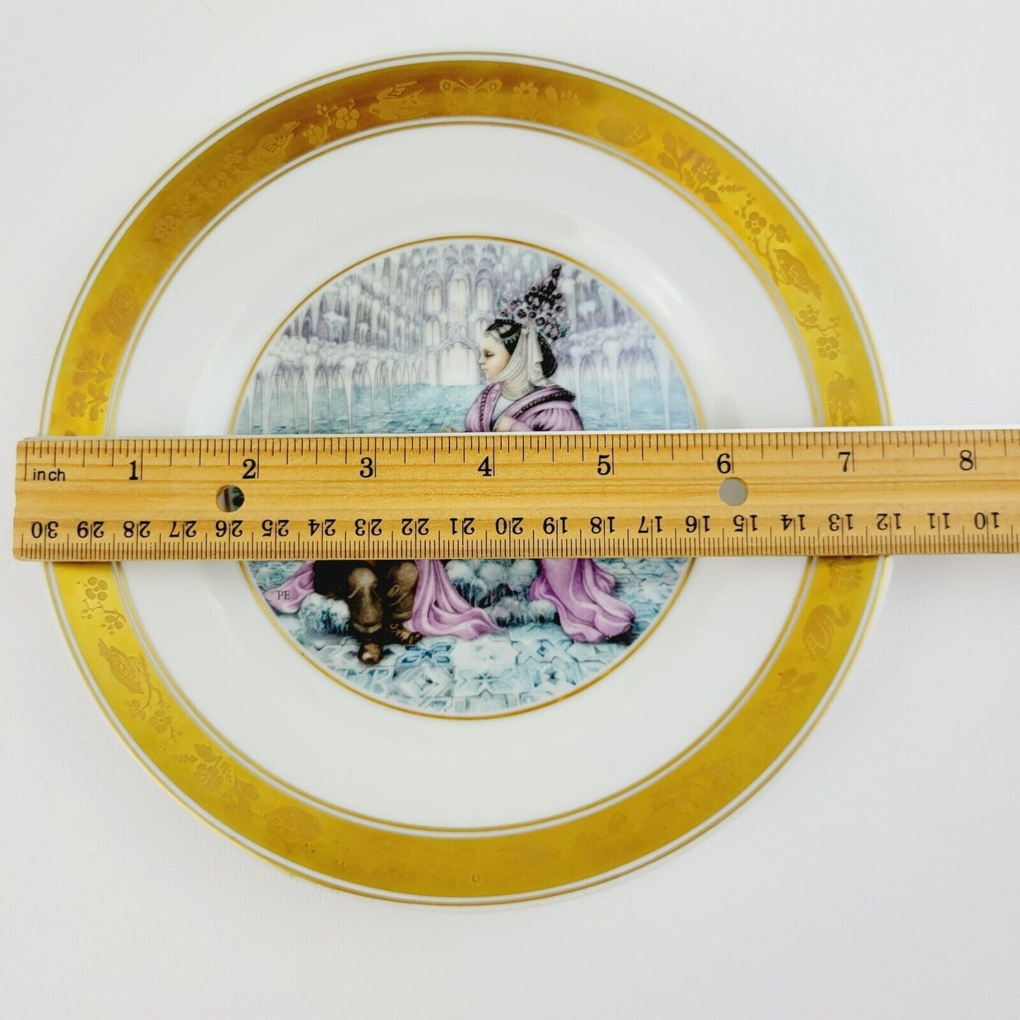 Royal Copenhagen The Snow Queen Hans Christian Andersen Fairy Tale Story Plate, Gold Trim with Etched Design, c.1975-76 Denmark