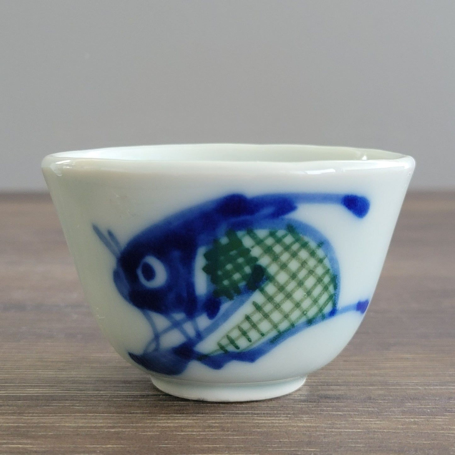 Chinese Blue and White Koi Fish Sake Cup, Set of 4