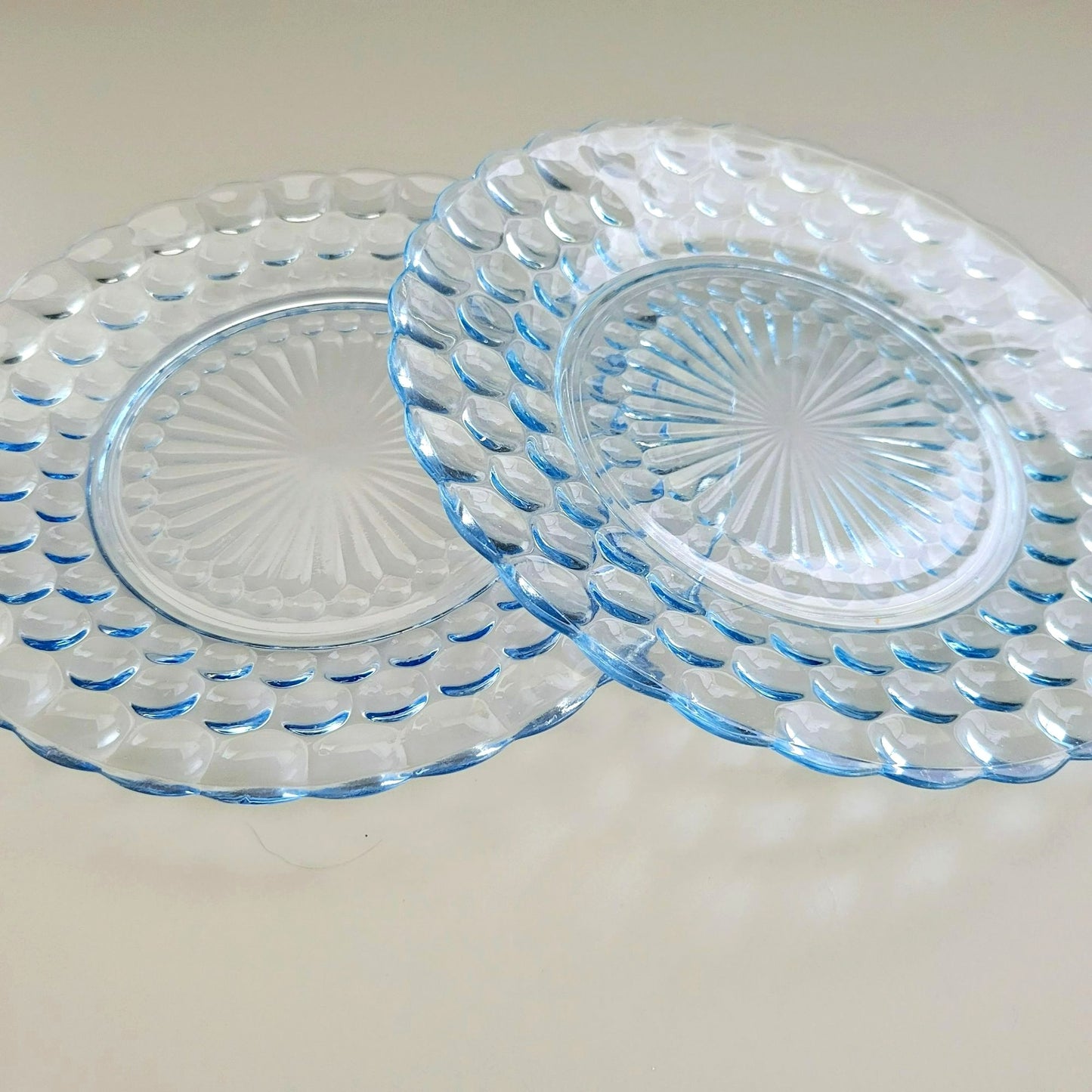 Anchor Hocking Bubble Blue Dinner Plate Set of 2, c.1942-48 USA