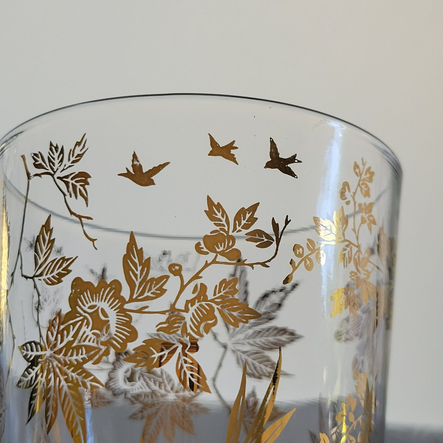MCM Double Old Fashioned Cocktail Tumbler, Set of 2, by William Meier, 22k Gold Foil, c.1950s USA