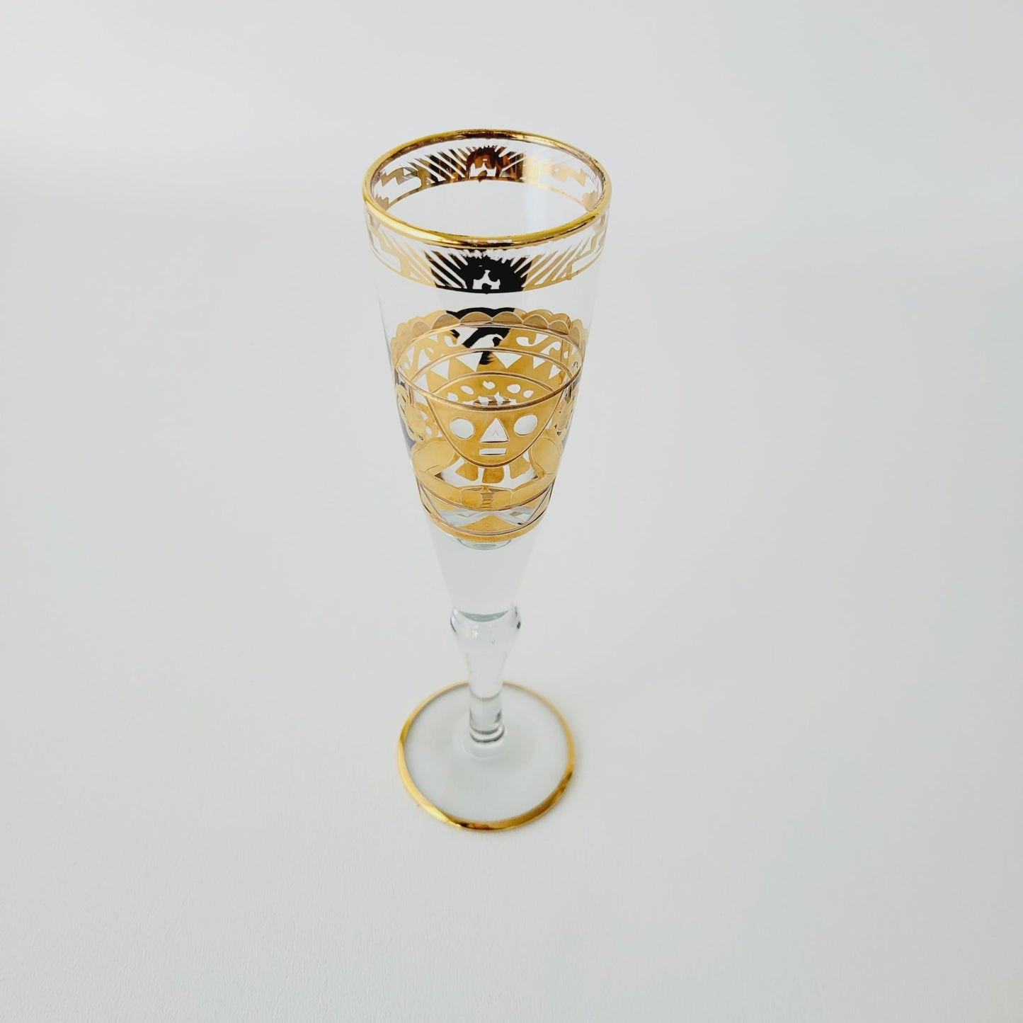 Artesania Tabuisa 14k Gold Encrusted Inca Sun God Champagne Flute Set of 2