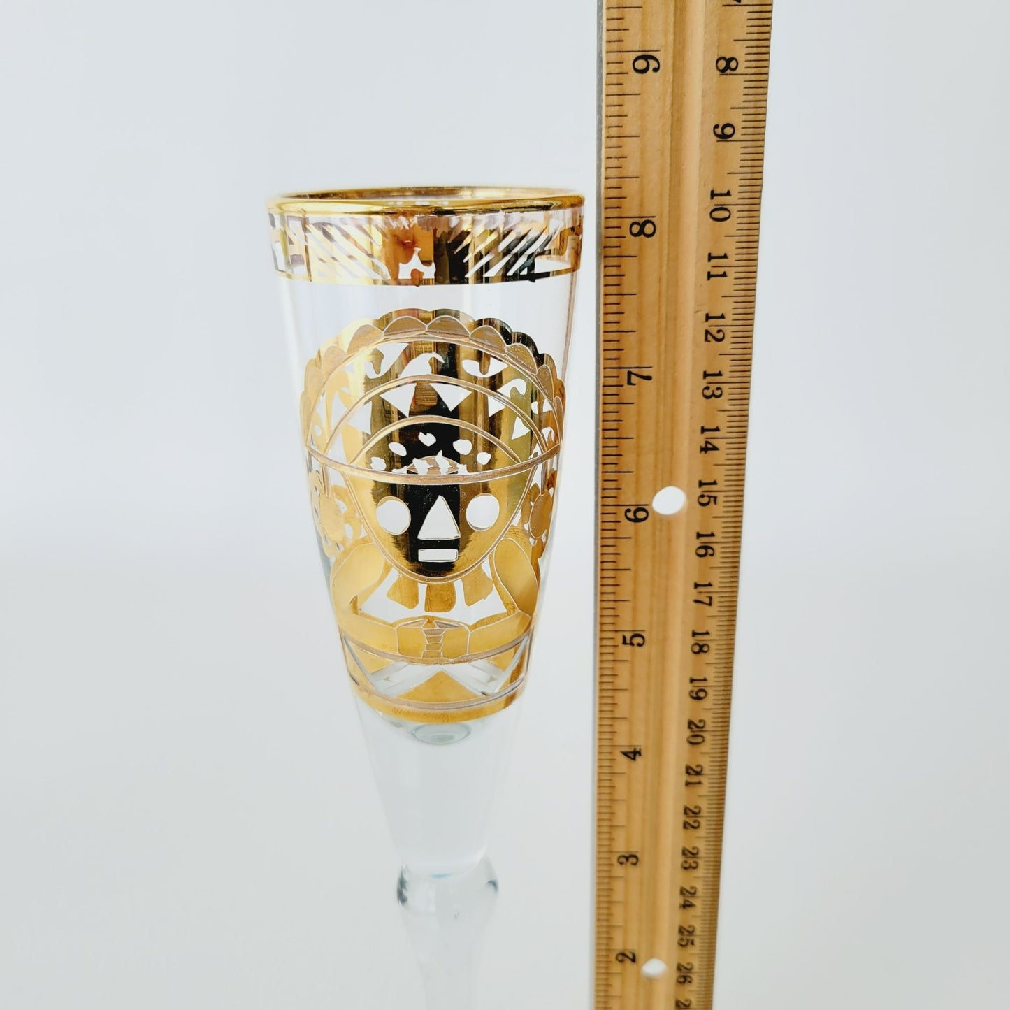 Artesania Tabuisa 14k Gold Encrusted Inca Sun God Champagne Flute Set of 2