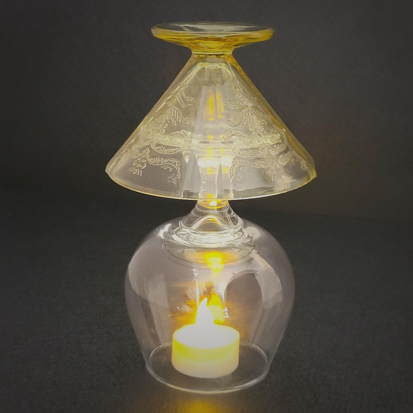 Upcycled Vintage Glassware Fairy Lamp