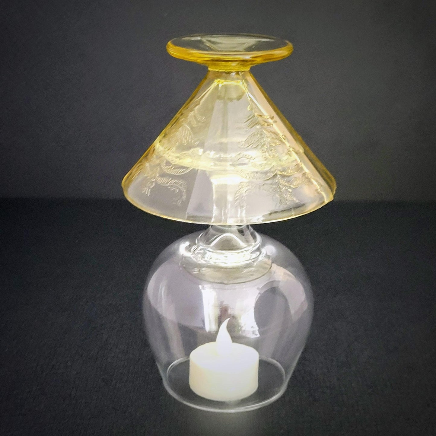 Upcycled Vintage Glassware Fairy Lamp