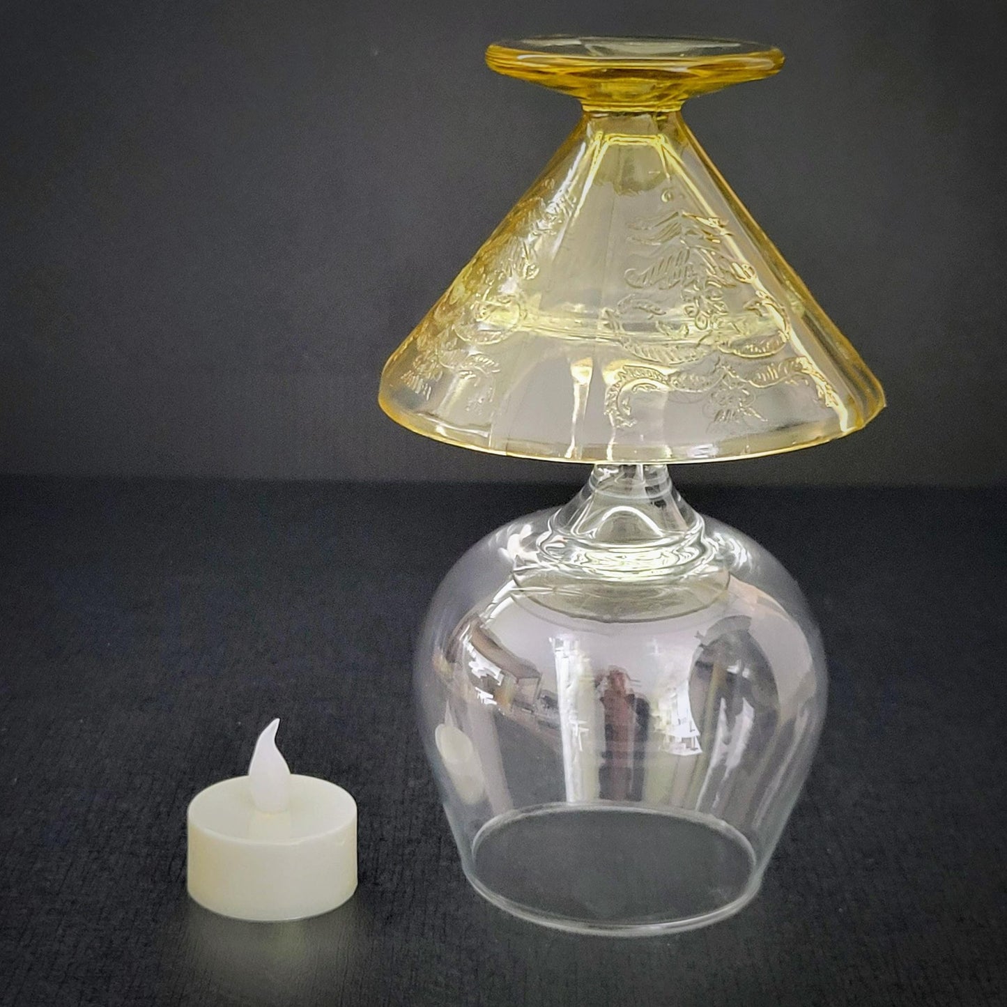 Upcycled Vintage Glassware Fairy Lamp