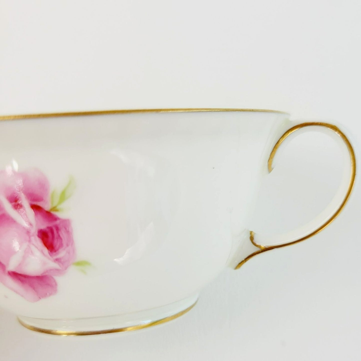 Aynsley Pink Rose Teacup & Saucer, Imported by Ovington Bros New York, c.1910-20, Made in England