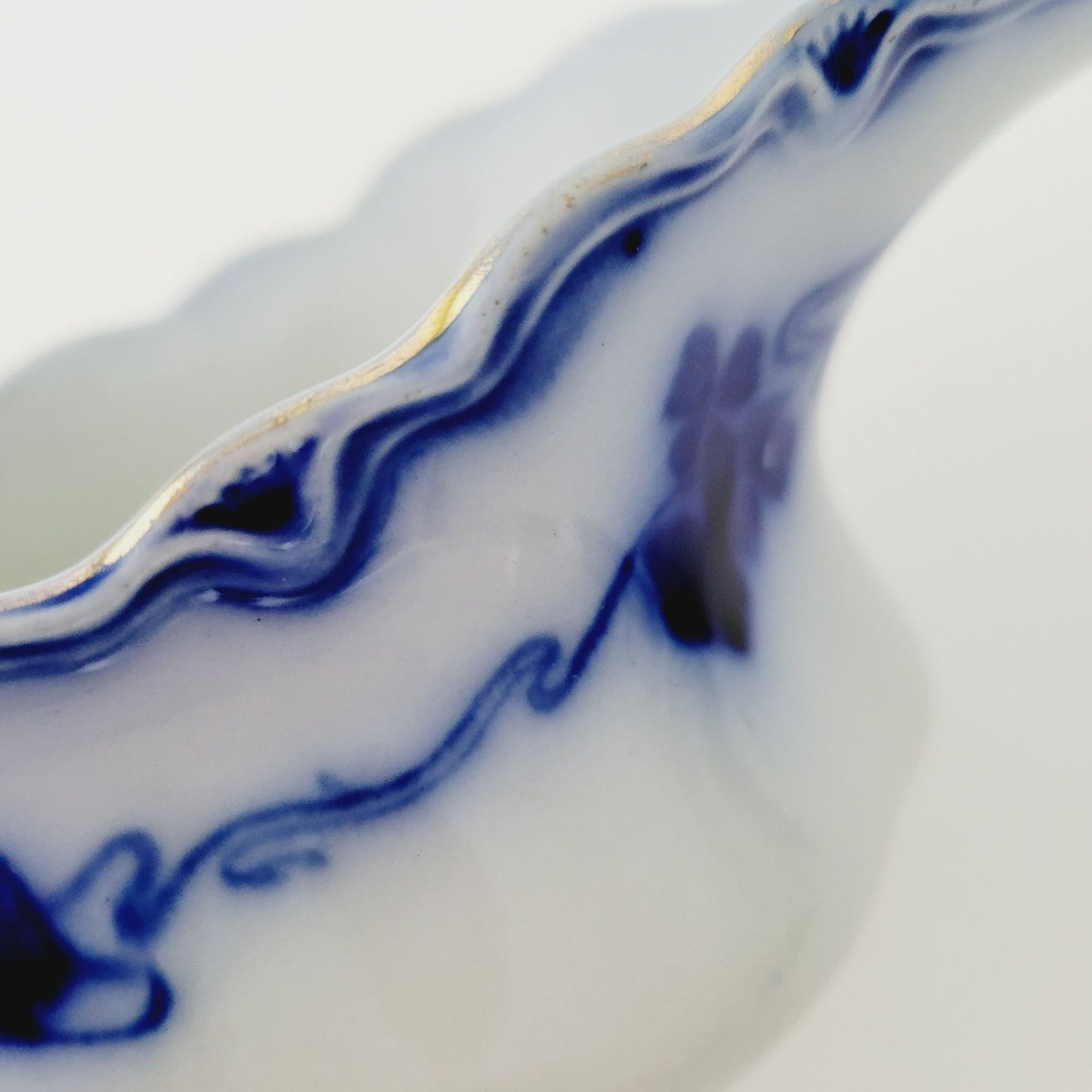 Gridley Clover Flow Blue Gravy Boat, c.1891-1914 England