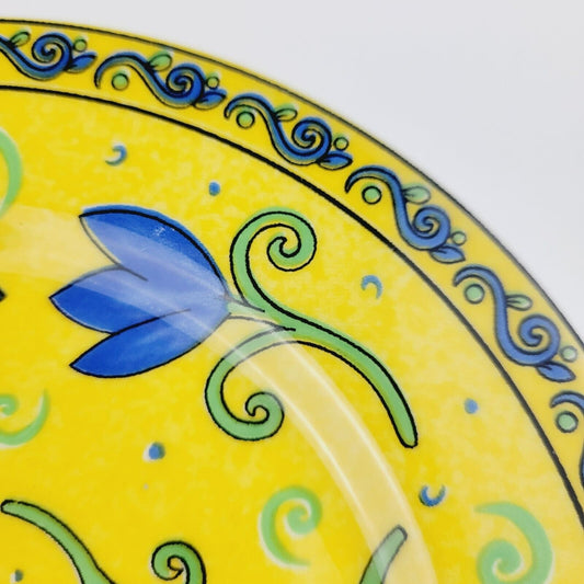 Furio Blue Floral Salad Plate, Made in Italy