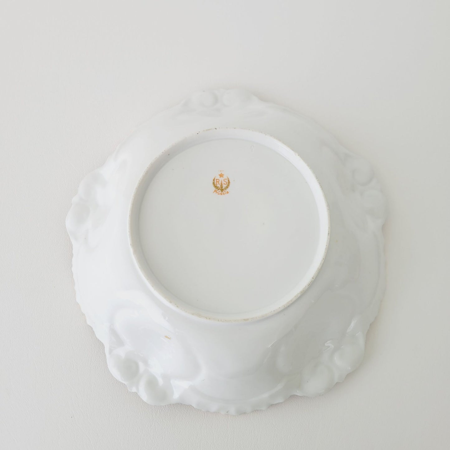 Antique RS Prussia Porcelain Floral Bowl c.1870-1918, Teal with Pink & Red Peonies & Gold Grape Accent