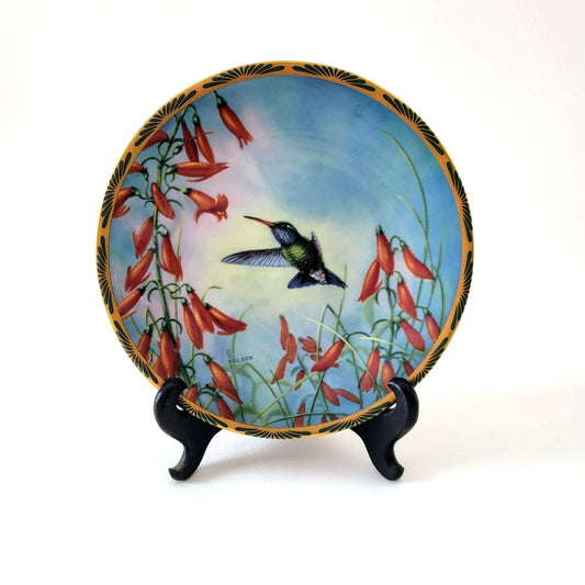 Vintage Hummingbird Small Collectors Plate, Pickard Gems of Nature Broad-billed Hummingbird, Cyndi Nelson Beautiful Hummingbirds Series c.1990s