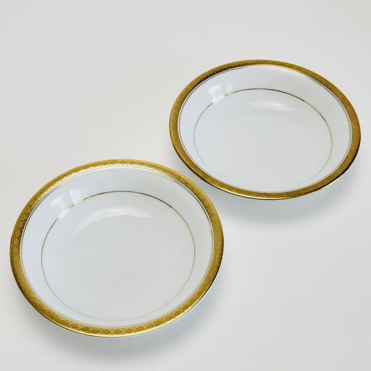 Noritake Richmond Berry Dessert Bowl Set of 2, Gold Etched Trim