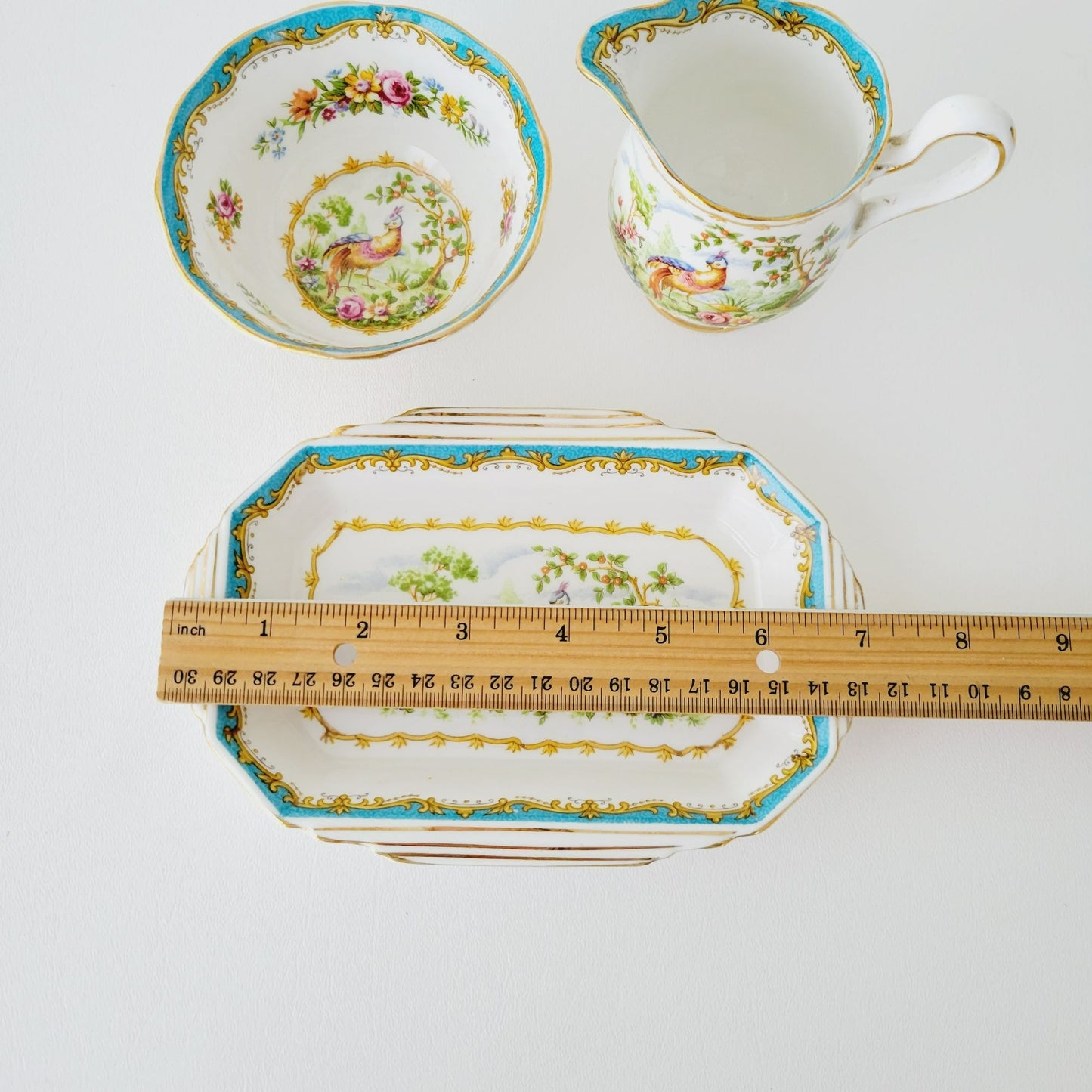 Royal Albert Chelsea Bird Demitasse Creamer, Sugar Bowl & Tray Set