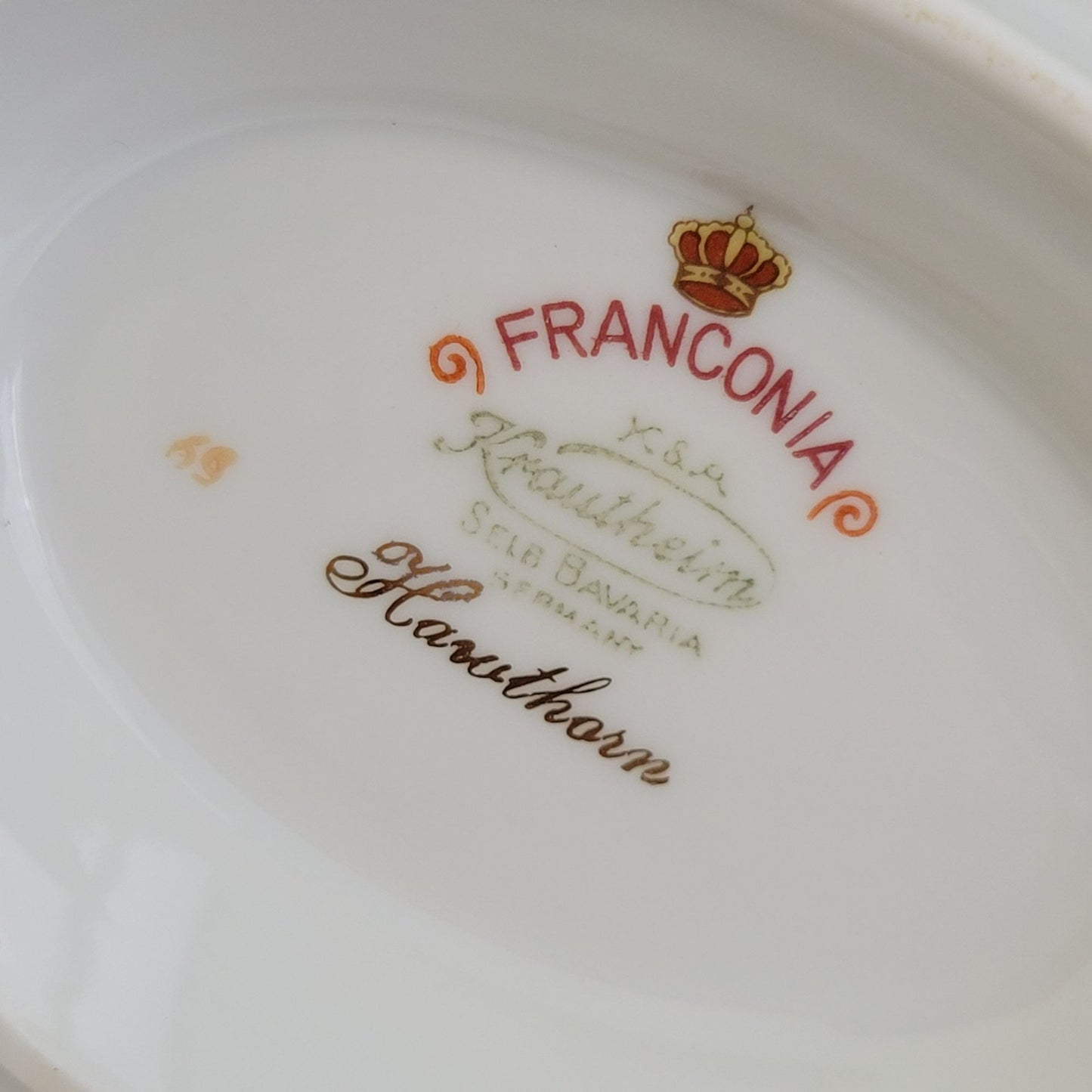 Franconia K&A Krautheim Hawthorn Gravy Boat & Underplate, Gadroon Border, c.1964-75 Germany