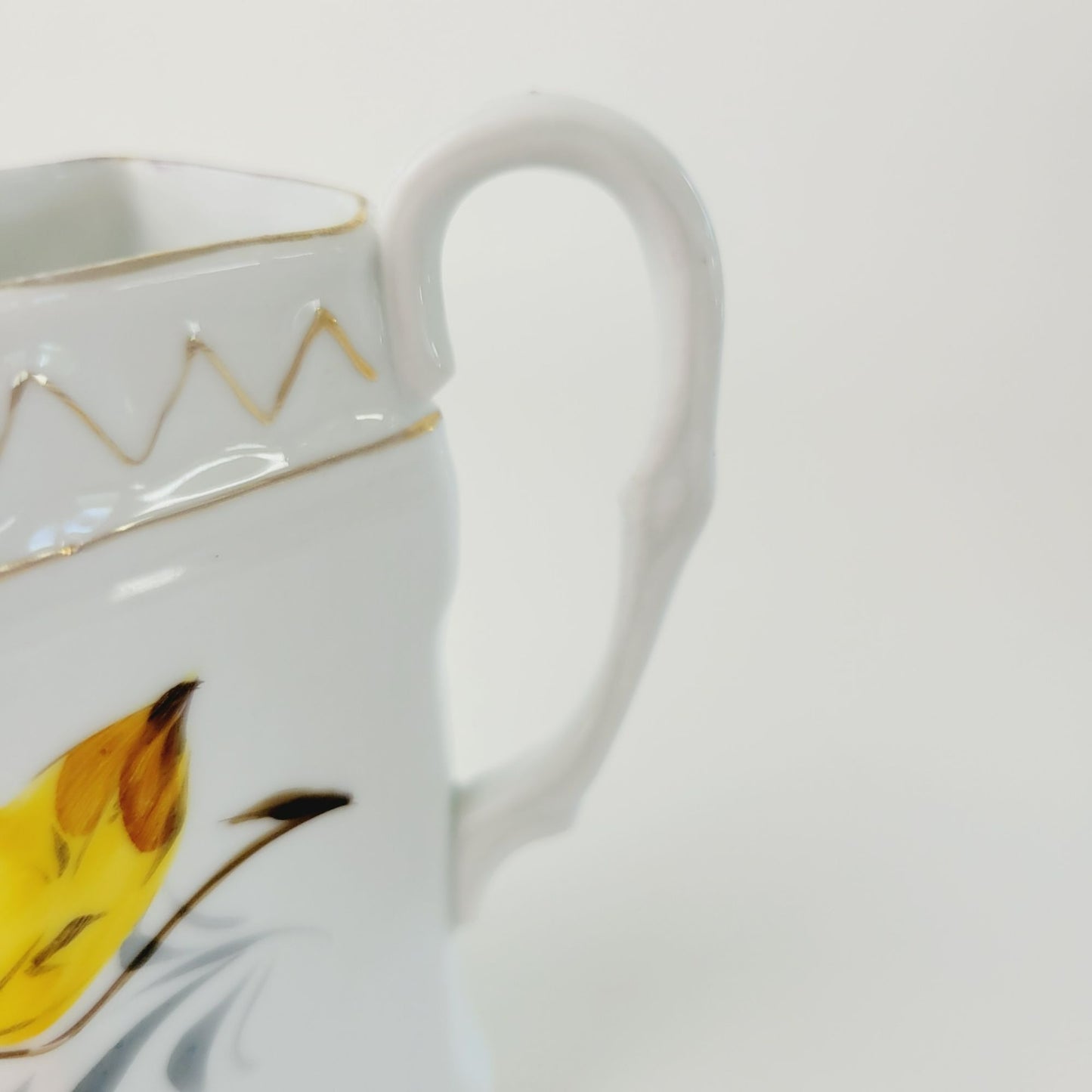 Hand-Painted Small Square Floral Porcelain Pitcher