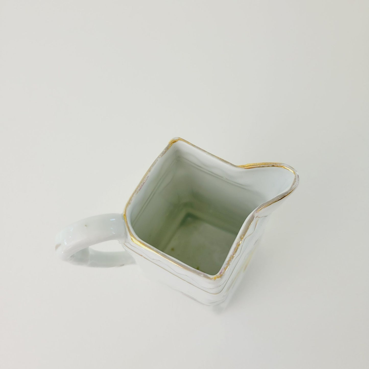 Hand-Painted Small Square Floral Porcelain Pitcher