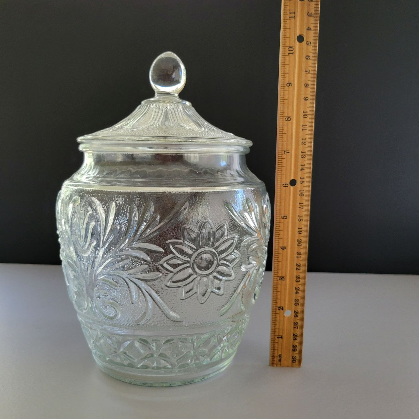 Anchor Hocking Sandwich Clear Cookie Jar & Lid, c.1940s-60 USA