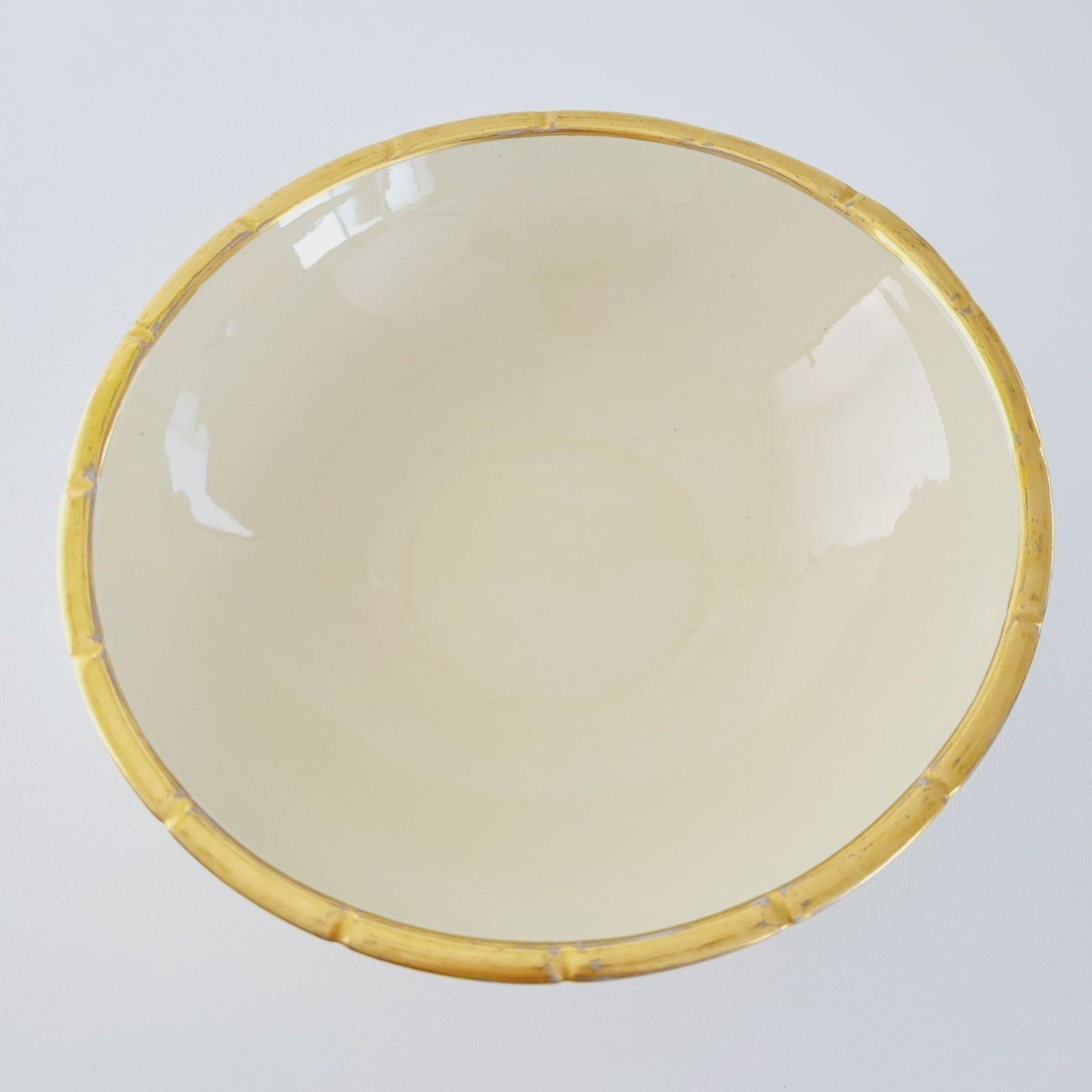 Rare Vintage TEPECO Cream & Gold Stripe Centerpiece Bowl, Trenton Potteries Co