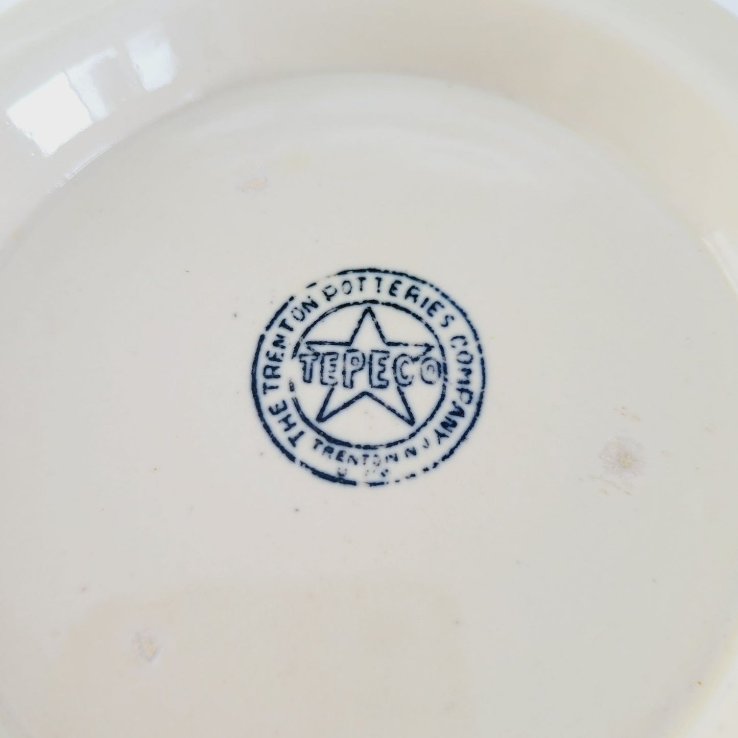 Rare Vintage TEPECO Cream & Gold Stripe Centerpiece Bowl, Trenton Potteries Co