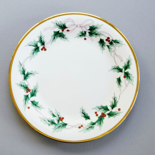 Mikasa Ribbon Holly Salad Plate, Japan Made