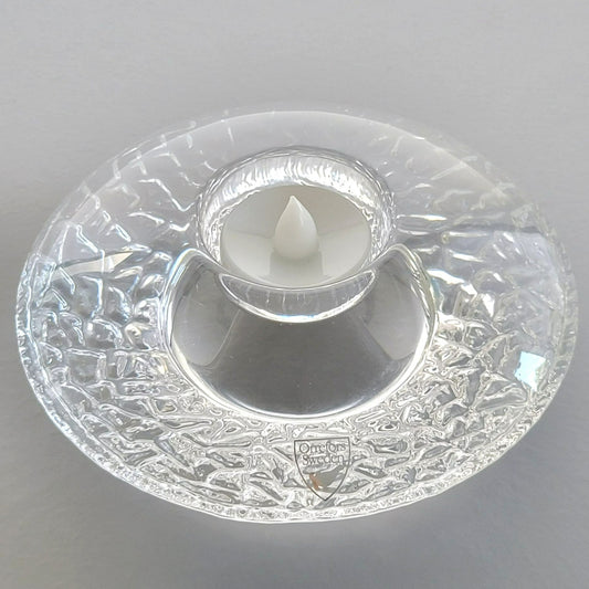 Orrefors DISCUS Crystal Tealight Candle Holder, Sweden