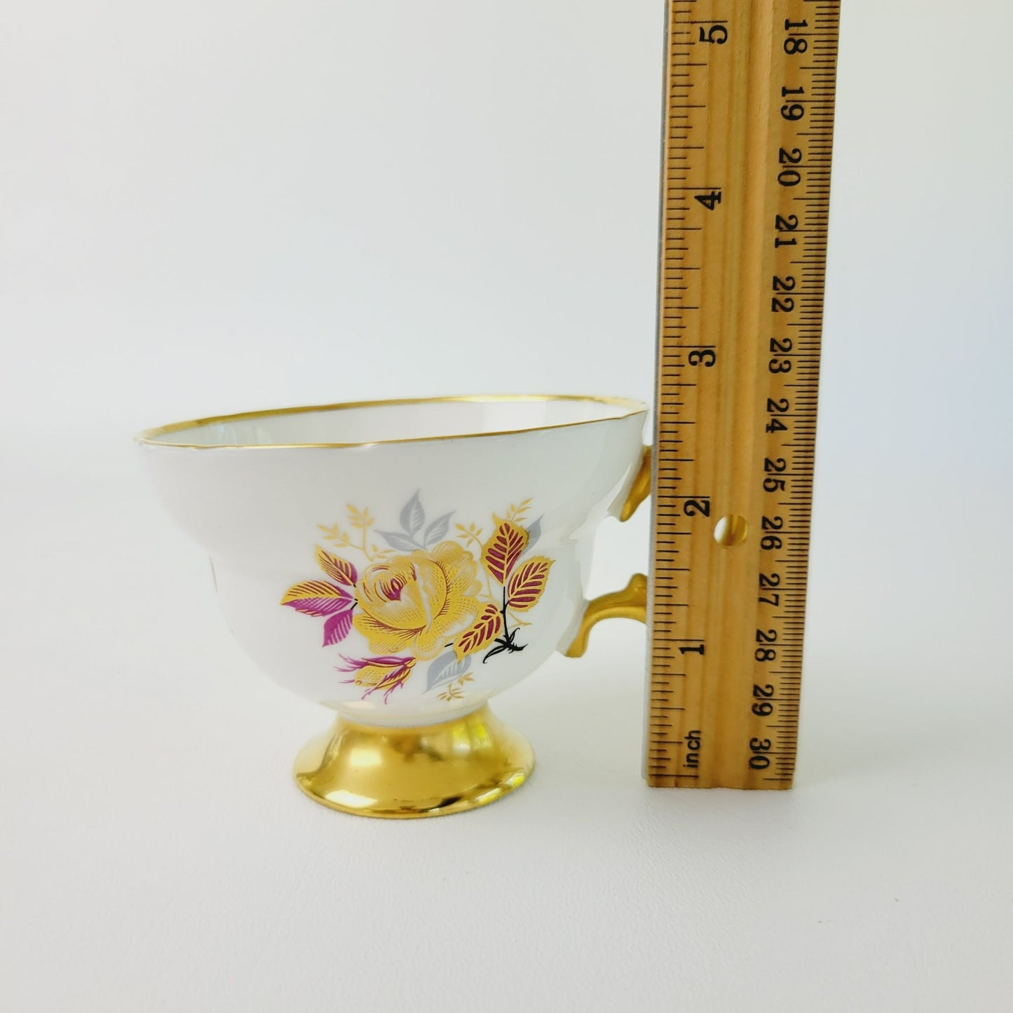 Rosina Heavy Gold Floral Rose Teacup & Saucer, c.1960 England