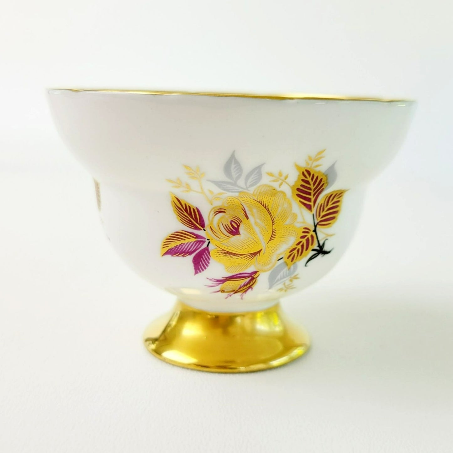 Rosina Heavy Gold Floral Rose Teacup & Saucer, c.1960 England