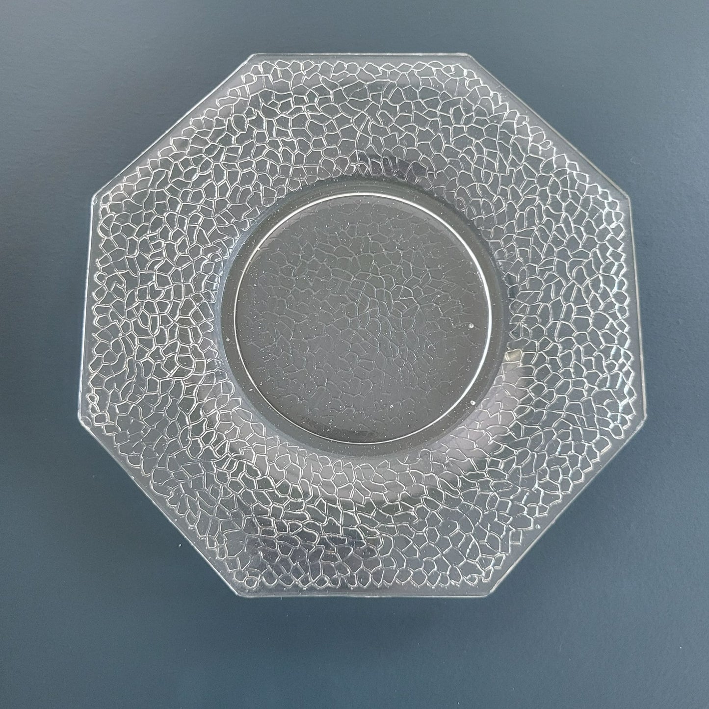 Smith Glass Clear Crackle Glass Octagon Salad Plate, Set of 2