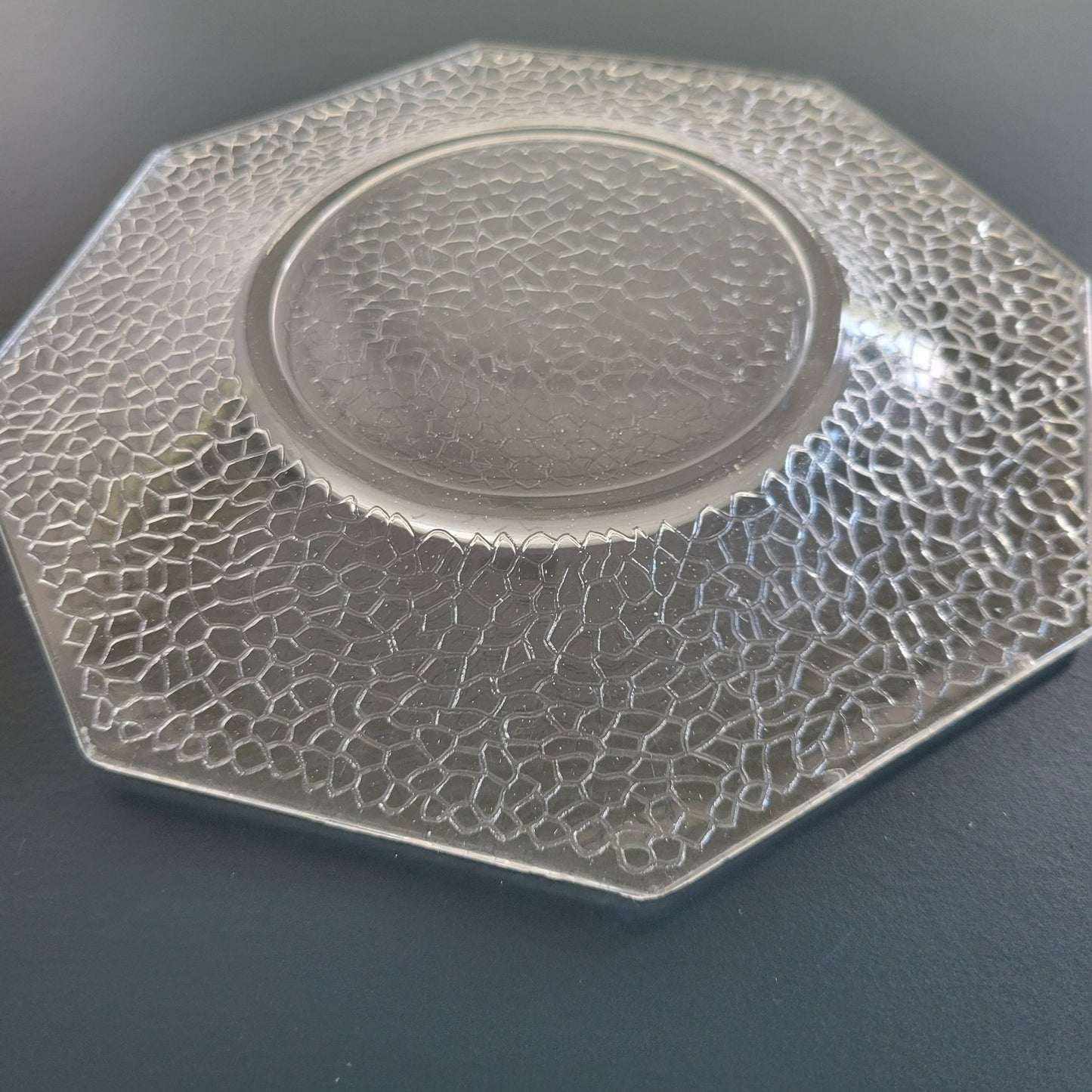 Smith Glass Clear Crackle Glass Octagon Salad Plate, Set of 2