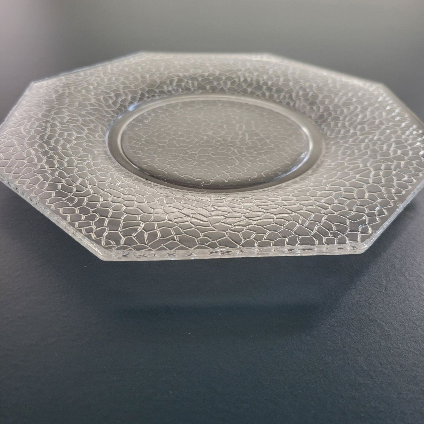 Smith Glass Clear Crackle Glass Octagon Salad Plate, Set of 2