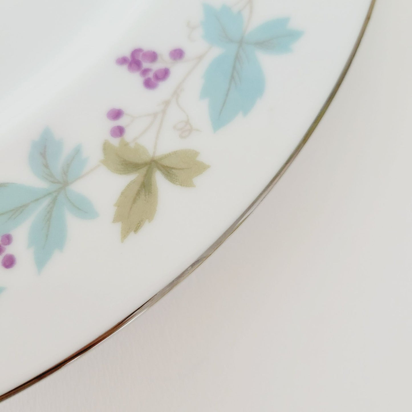 Vintage Blue & Green Leaf Dinner Plate Set of 2, Japan c. 1970s