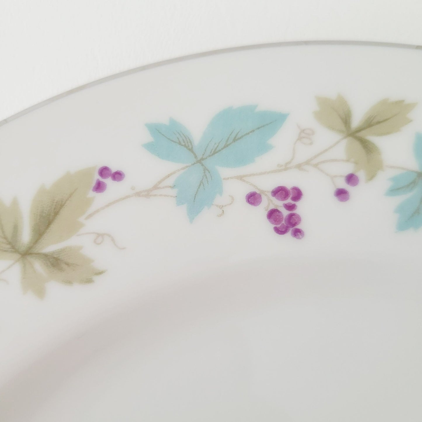 Vintage Blue & Green Leaf Dinner Plate Set of 2, Japan c. 1970s
