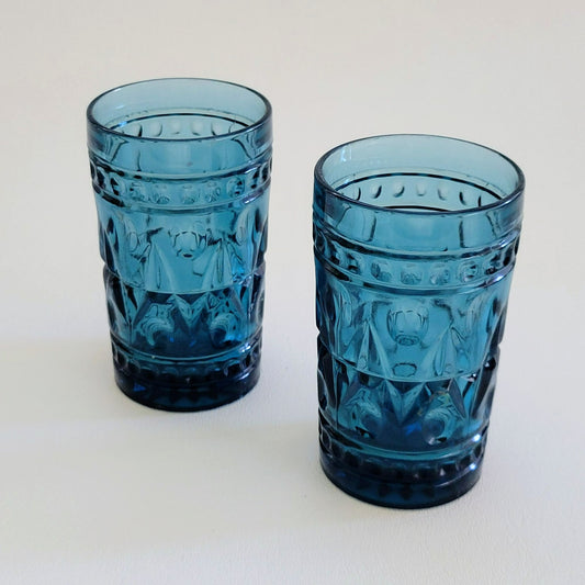 Indiana Glass Colony Park Lane Blue Juice Glasses, Set of 2, USA Made
