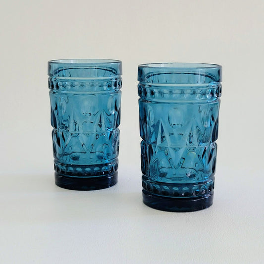 Indiana Glass Colony Park Lane Blue Juice Glasses, Set of 2, USA Made
