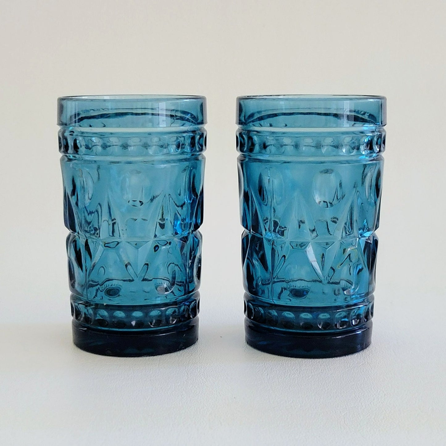 Indiana Glass Colony Park Lane Blue Juice Glasses, Set of 2, USA Made