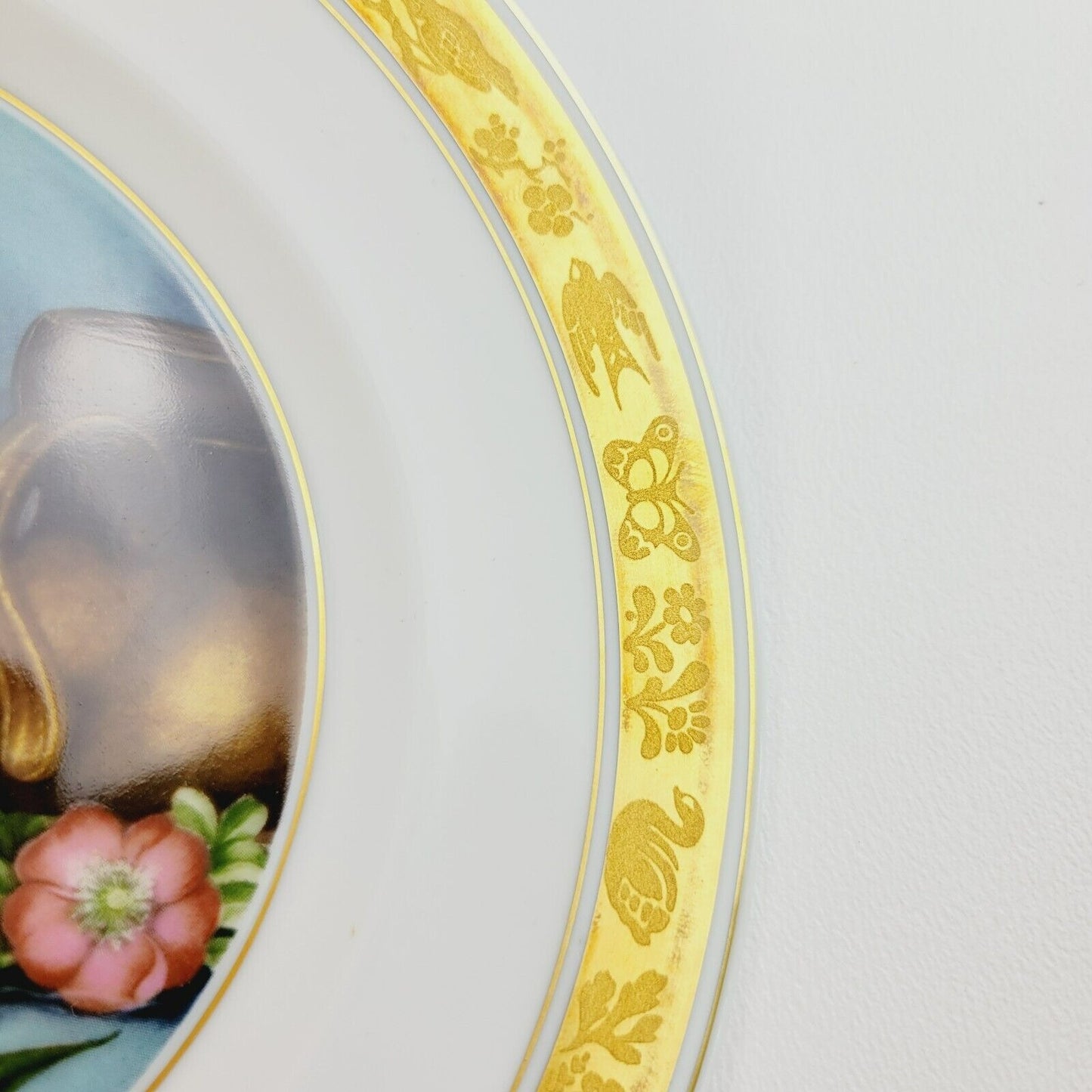 Royal Copenhagen Thumbelina Hans Christian Andersen Fairy Tale Story Plate, Gold Trim with Etched Design, c.1975-76 Denmark