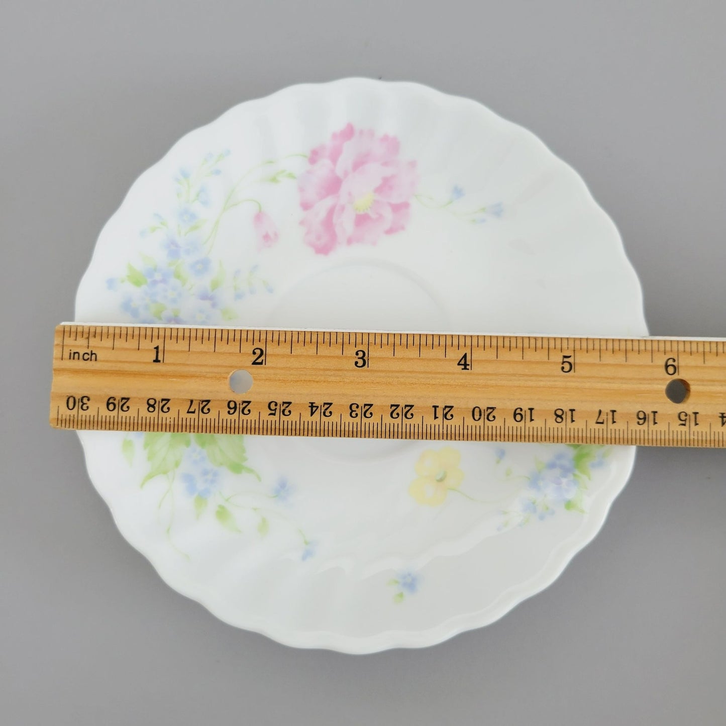 Vintage Shabby Chic Floral Swirl Teacup & Saucer, 2 Sets, Pastel Pink, Blue, Yellow Floral by Maple