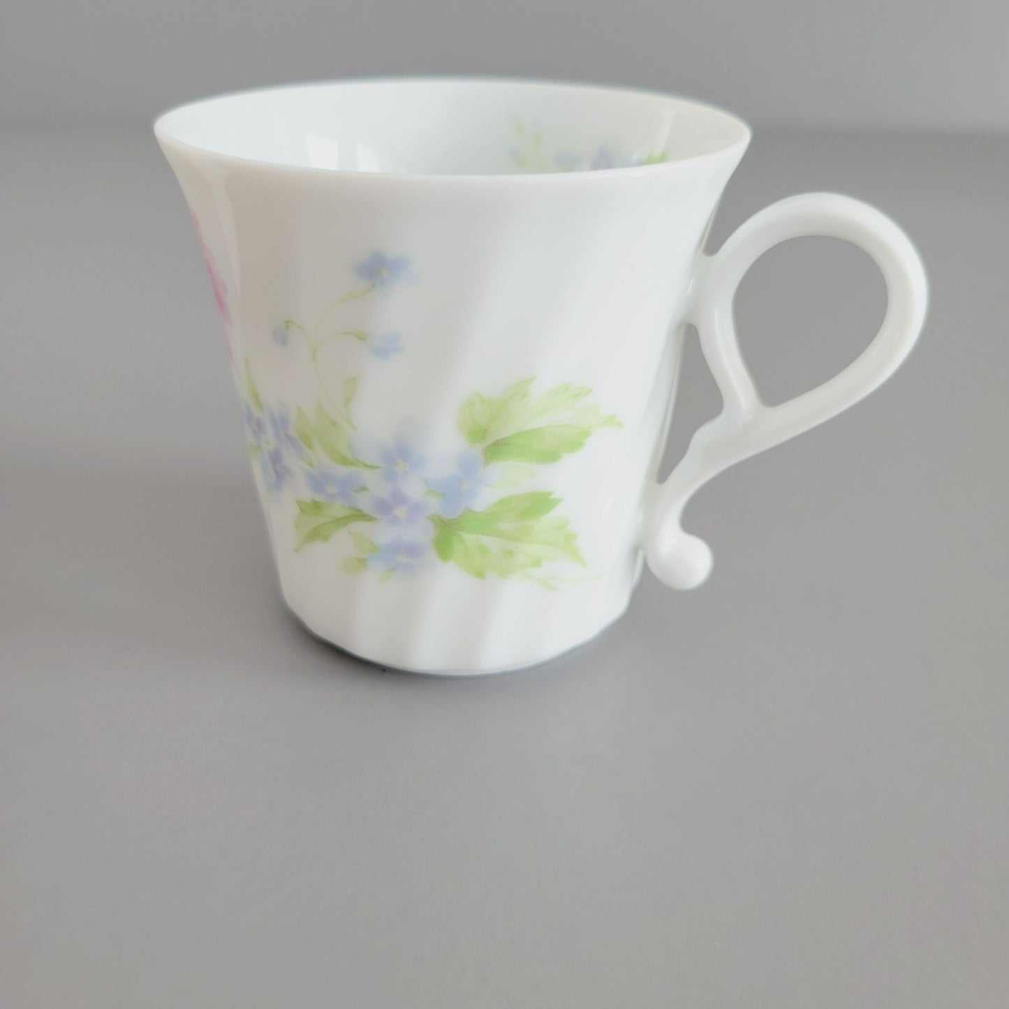 Vintage Shabby Chic Floral Swirl Teacup & Saucer, 2 Sets, Pastel Pink, Blue, Yellow Floral by Maple